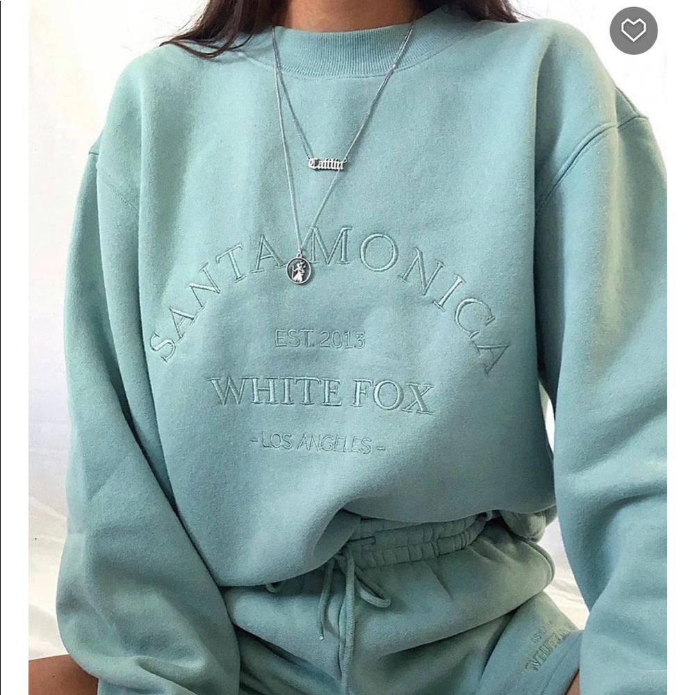 White Fox Boutique sweatshirt + shorts set